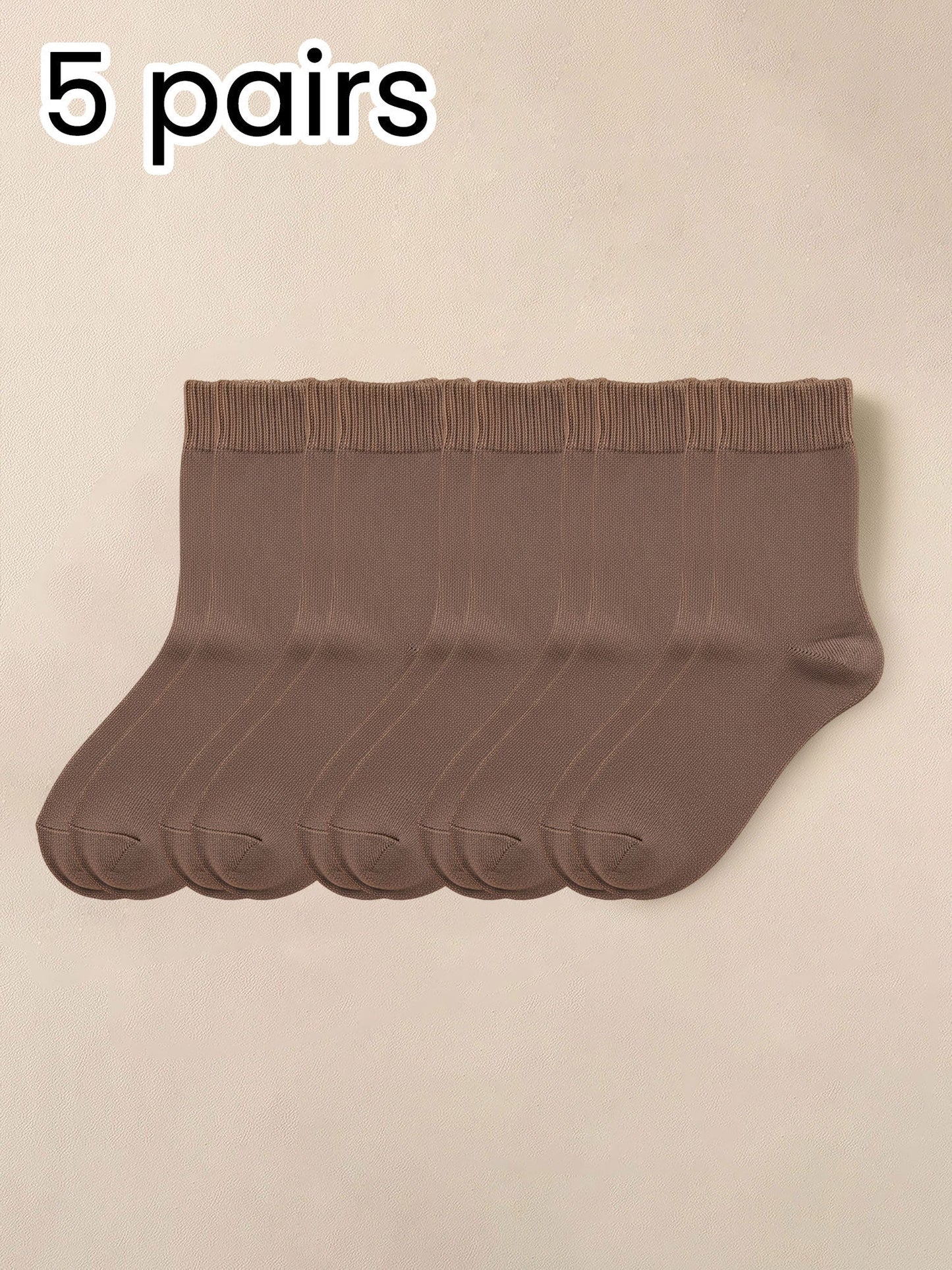 5 Pairs Thickened Warm Solid Color Mid-Calf Socks