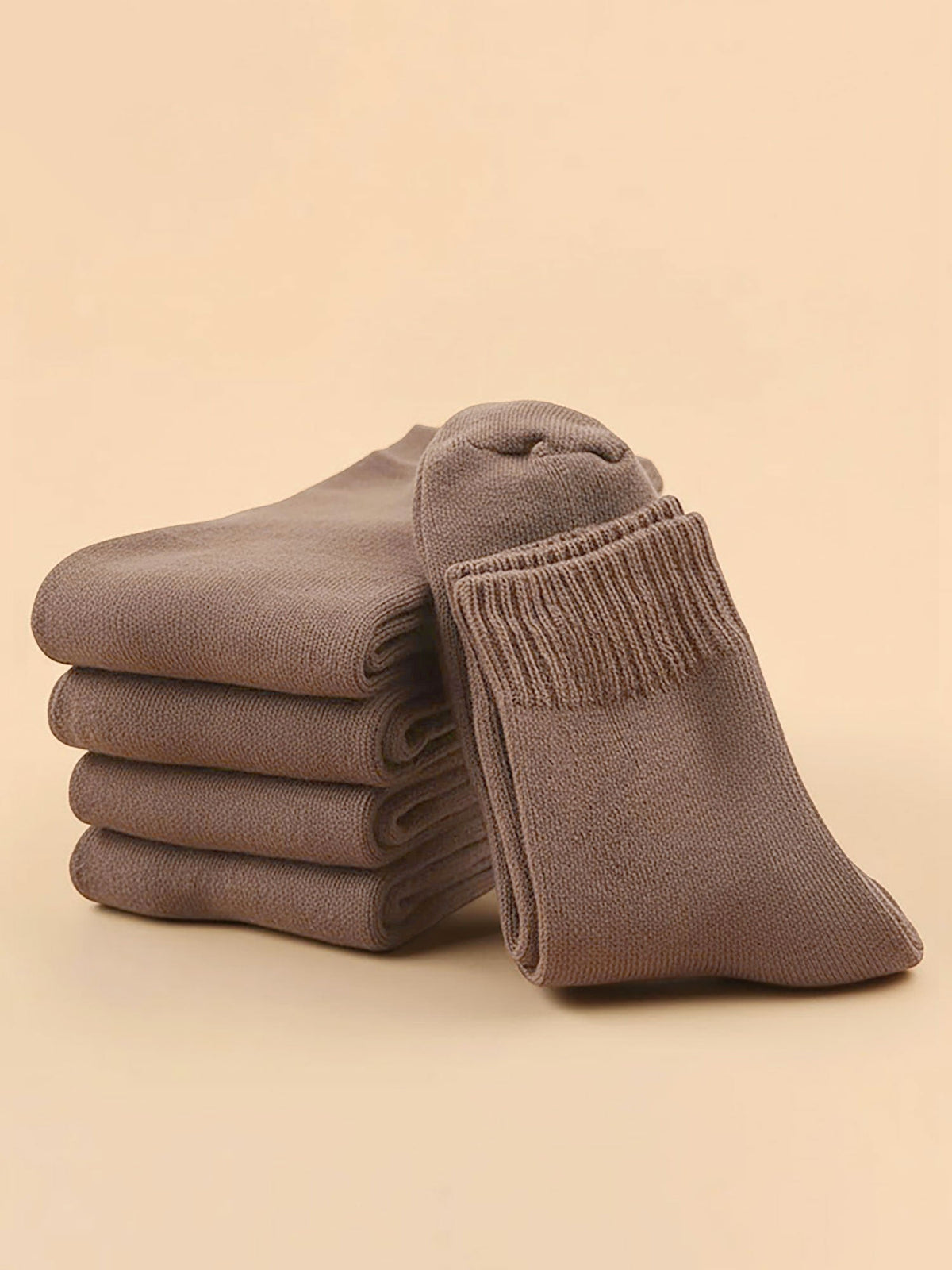 5 Pairs Thickened Warm Solid Color Mid-Calf Socks