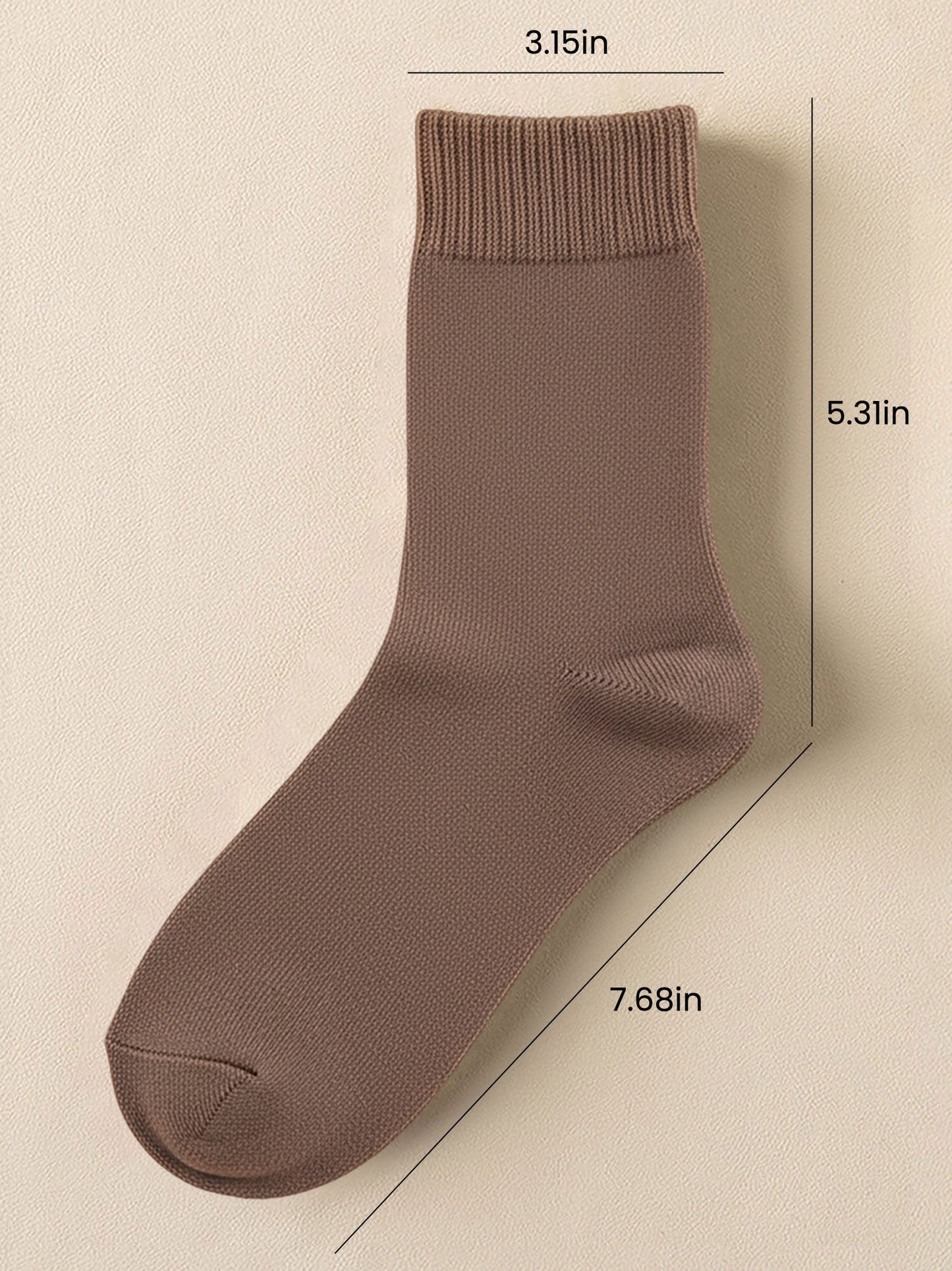 5 Pairs Thickened Warm Solid Color Mid-Calf Socks