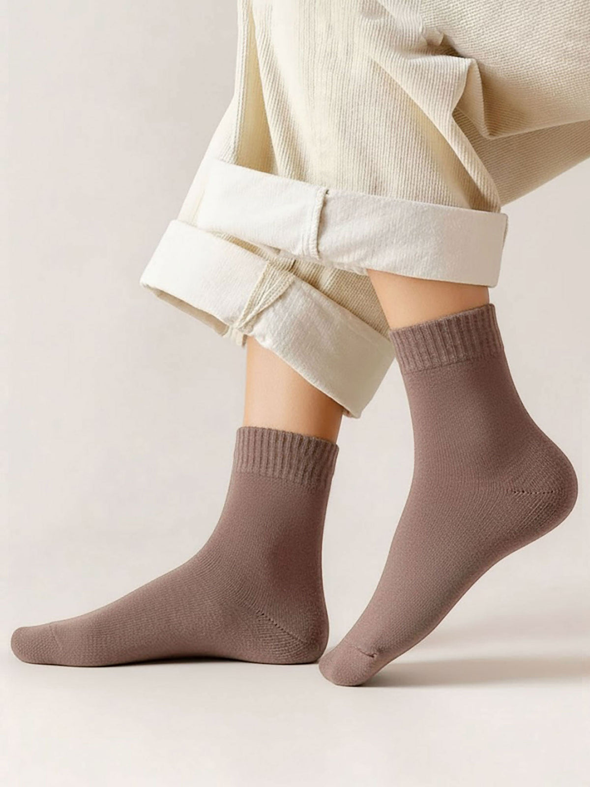 5 Pairs Thickened Warm Solid Color Mid-Calf Socks