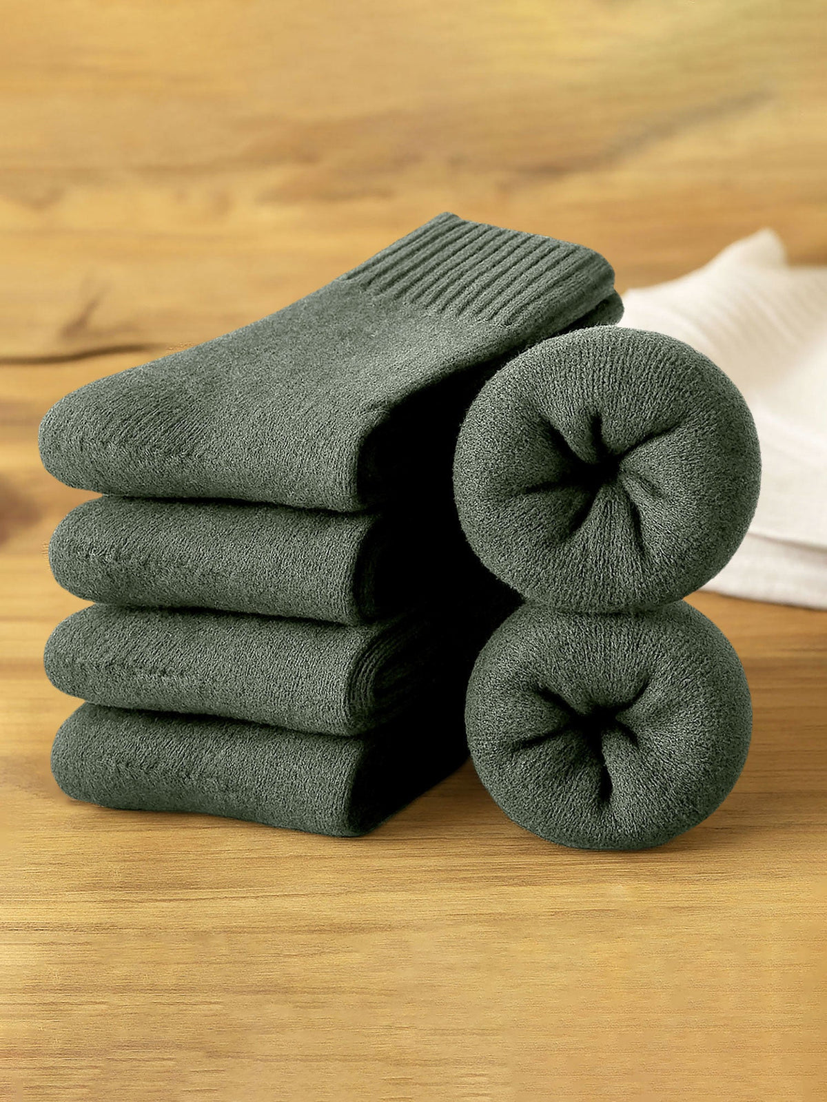 5 Pairs Thickened Warm Solid Color Mid-Calf Socks