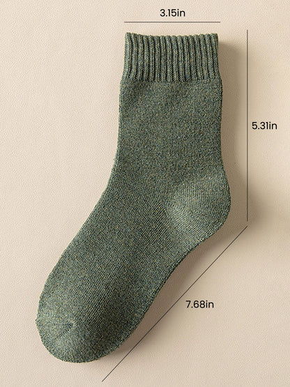 5 Pairs Thickened Warm Solid Color Mid-Calf Socks