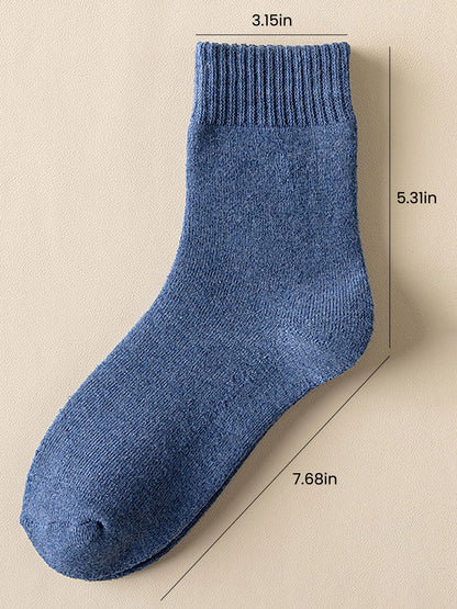 5 Pairs Thickened Warm Solid Color Mid-Calf Socks
