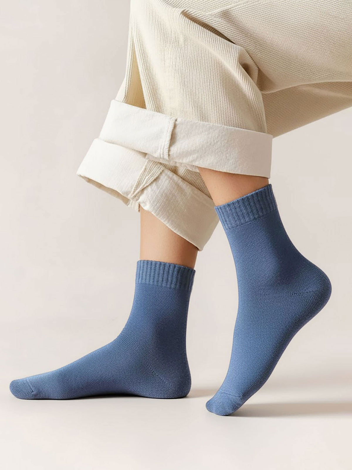 5 Pairs Thickened Warm Solid Color Mid-Calf Socks