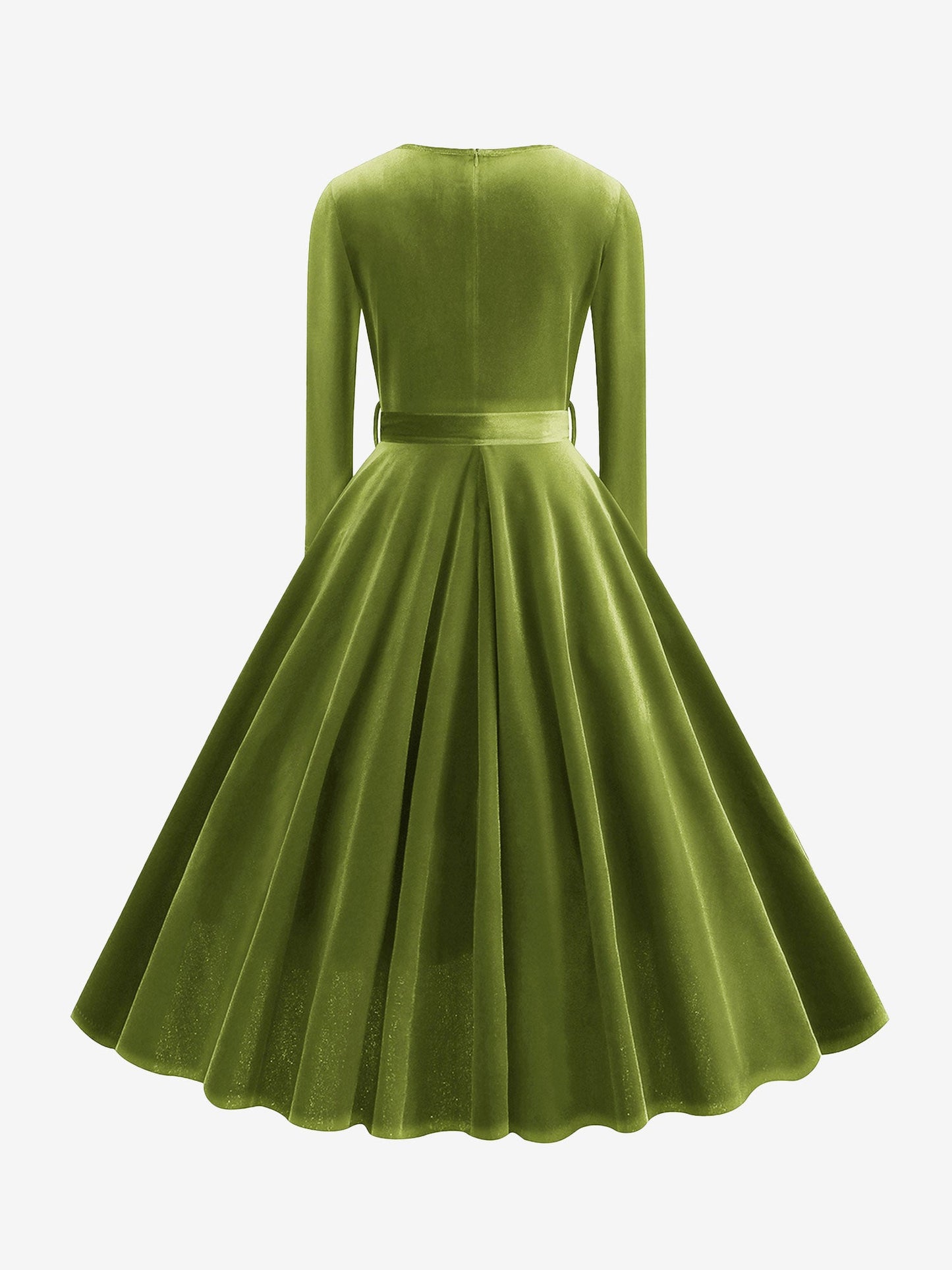 Christmas Velvet V Neck Long Sleeves Midi A-Line Dress