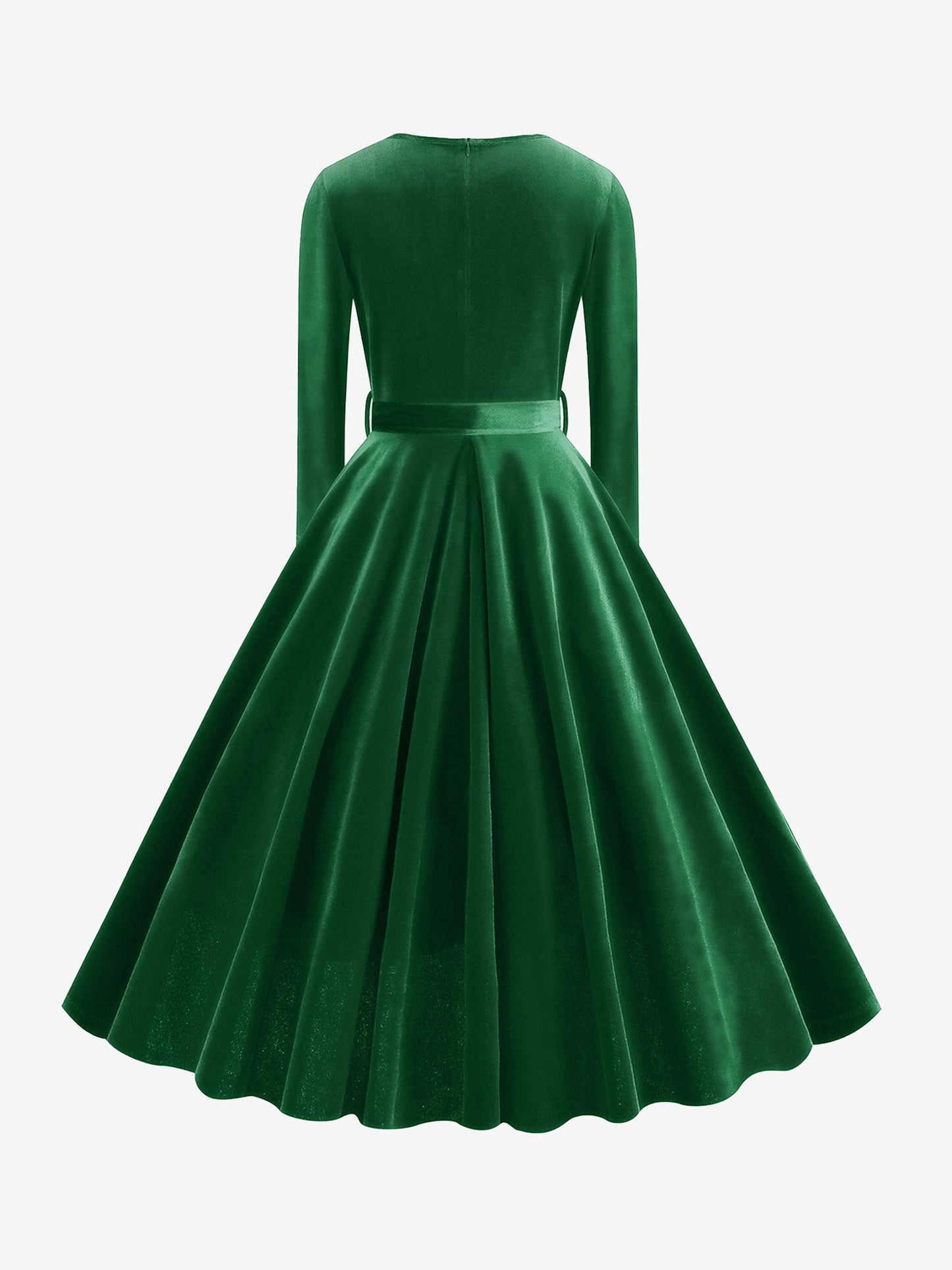 Christmas Velvet V Neck Long Sleeves Midi A-Line Dress