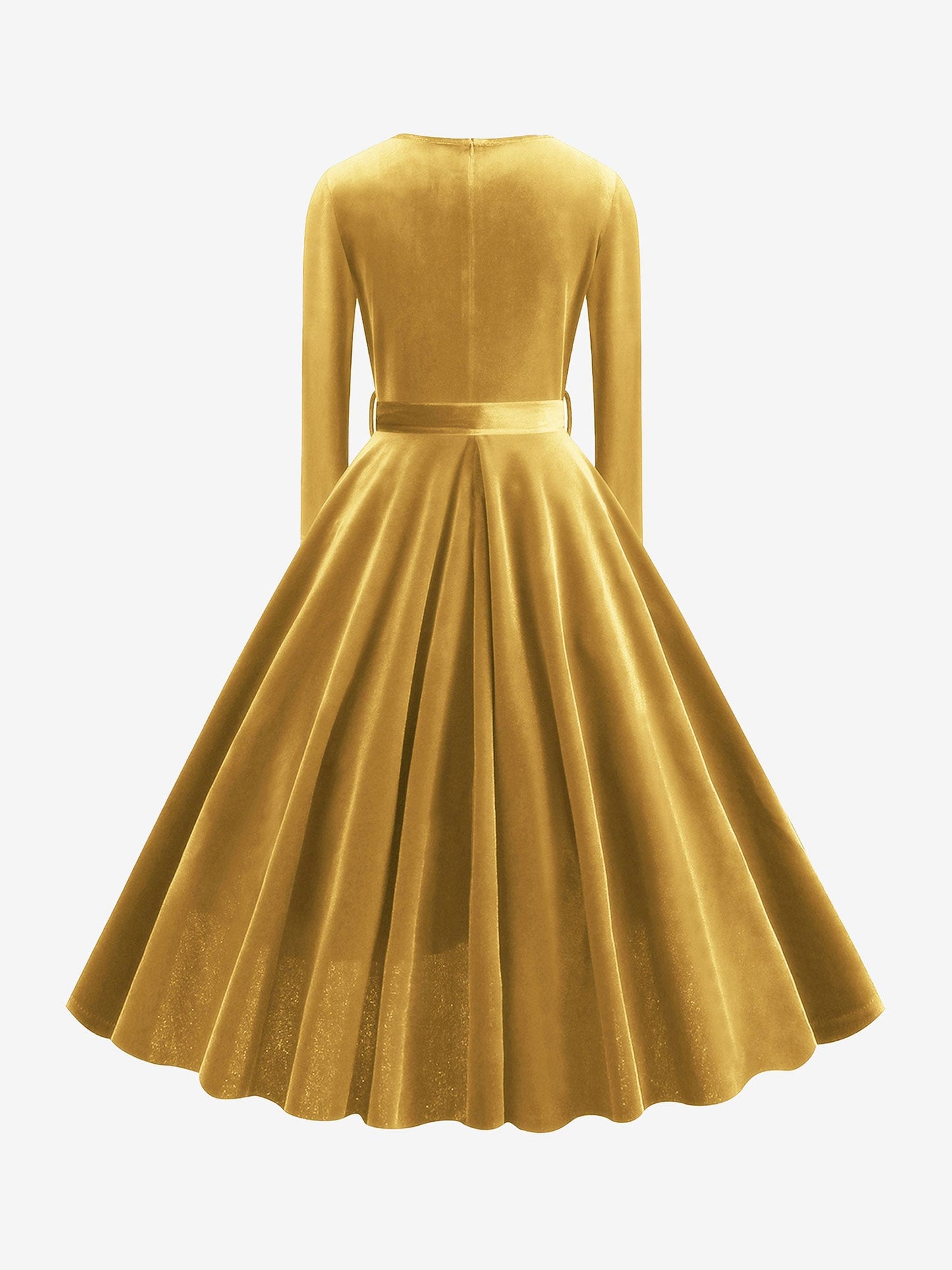 Christmas Velvet V Neck Long Sleeves Midi A-Line Dress