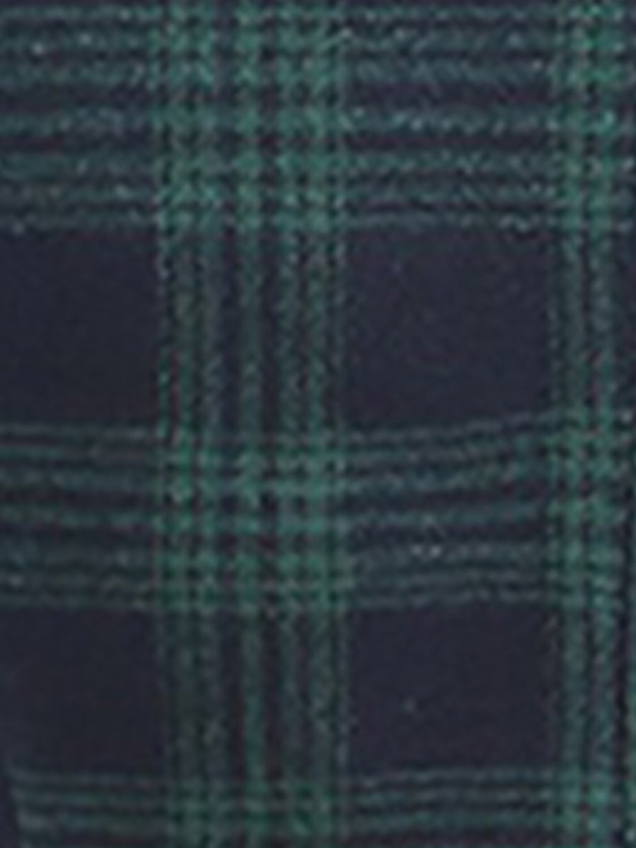 Vintage Notched Lapel Plaid Pockets Belted Midi A-Line Dress