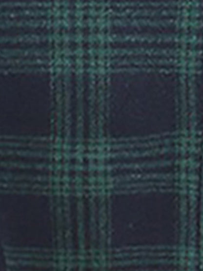 Vintage Notched Lapel Plaid Pockets Belted Midi A-Line Dress