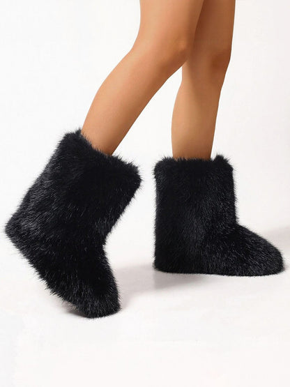 Faux Fox Fur Non-Slip Soles Winter Snow Ankle Boots