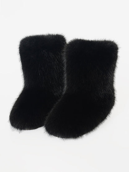 Faux Fox Fur Non-Slip Soles Winter Snow Ankle Boots