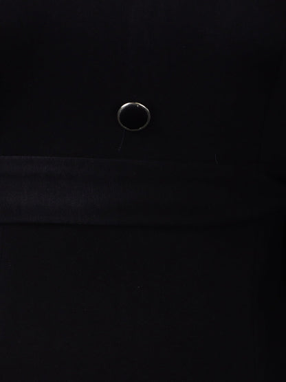 Notched Neck 3/4 Sleeves Midi Sheath Dress