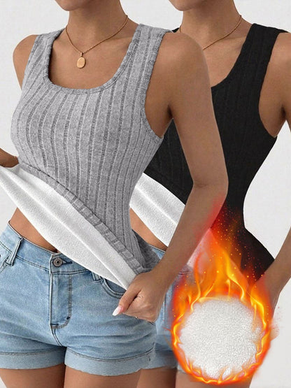 Fleece Lined U Neck Sleeveless Base Layer Tank