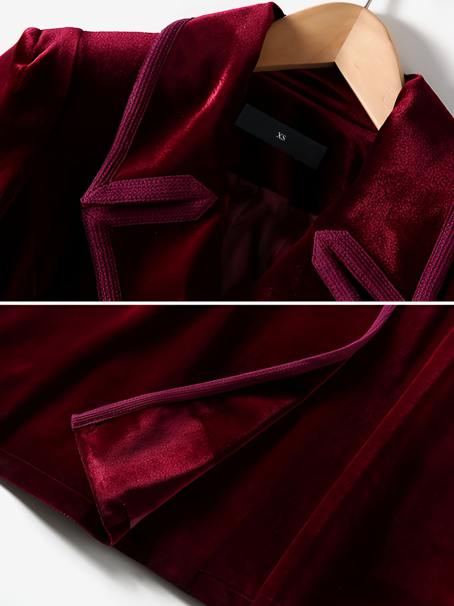 Vintage Notched Lapel Velvet Maxi Length A-Line Jacket