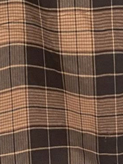Plaid Patchwork Long Sleeves Belted Midi Shirt Dress