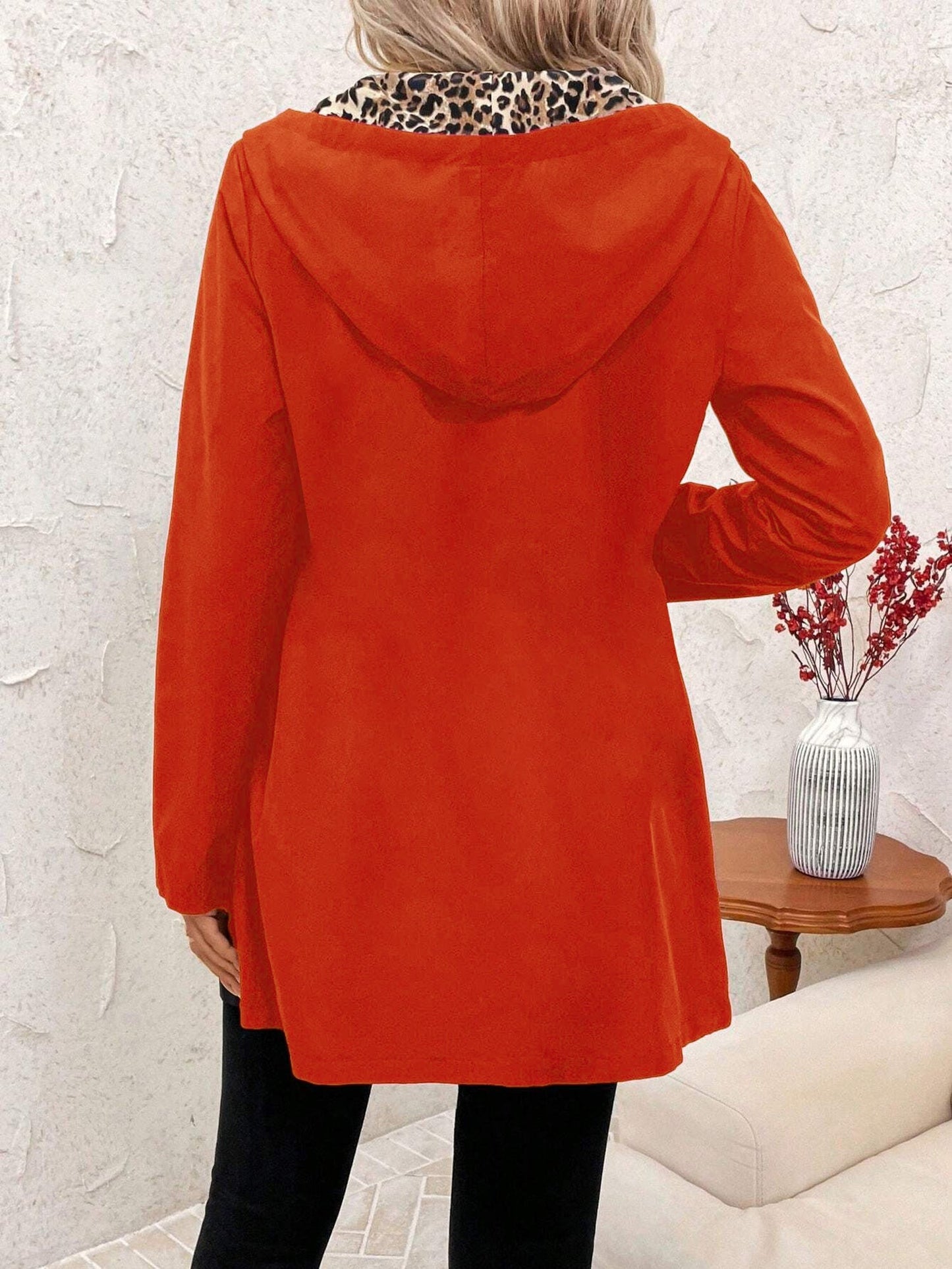 Reversible Hooded Zipper Printed Pockets Jacket