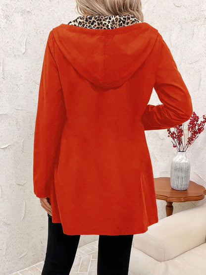 Reversible Hooded Zipper Printed Pockets Jacket