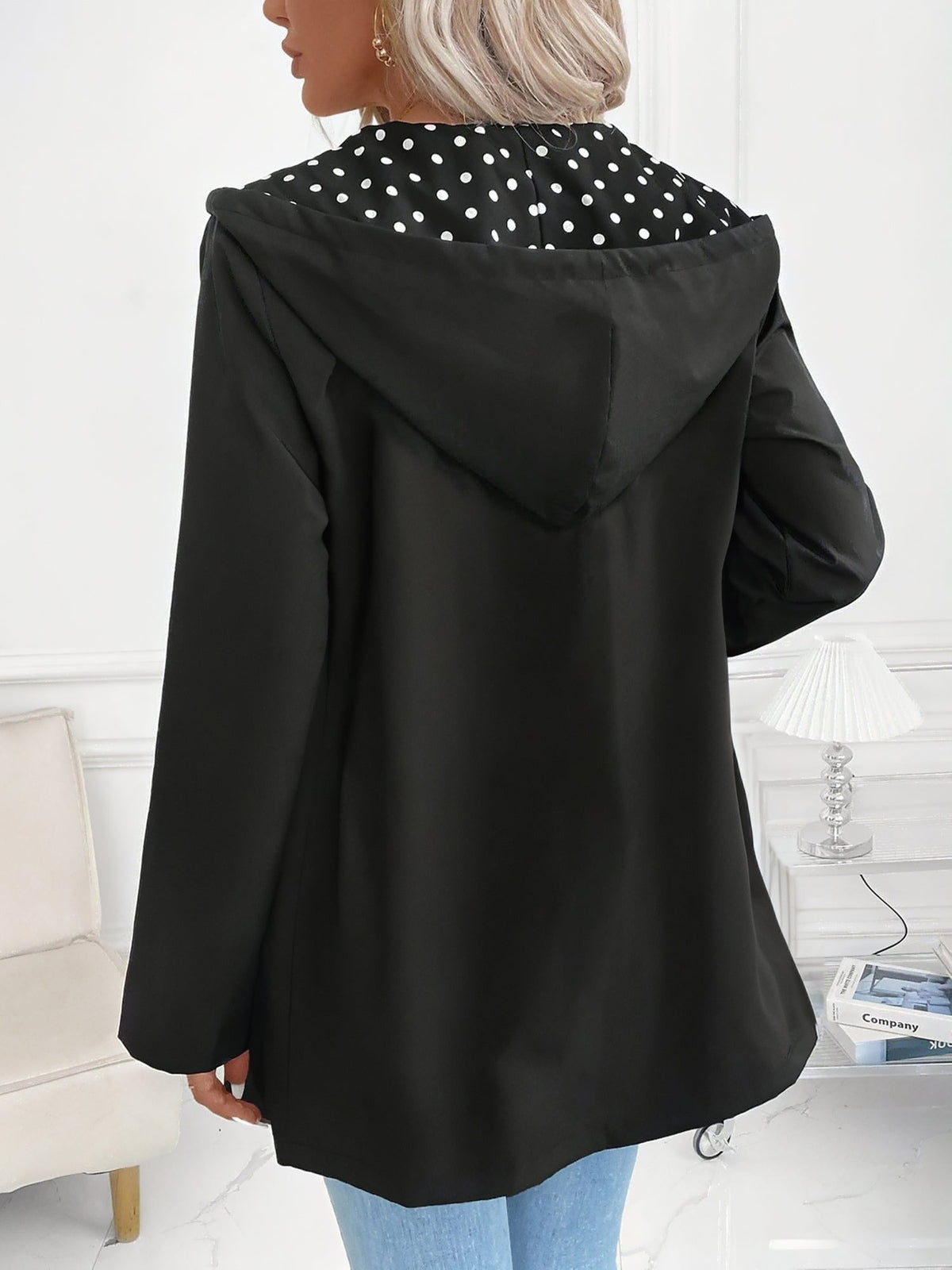 Reversible Hooded Zipper Printed Pockets Jacket