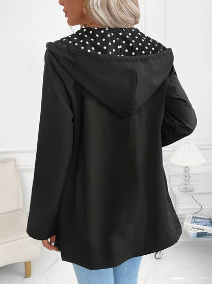 Reversible Hooded Zipper Printed Pockets Jacket
