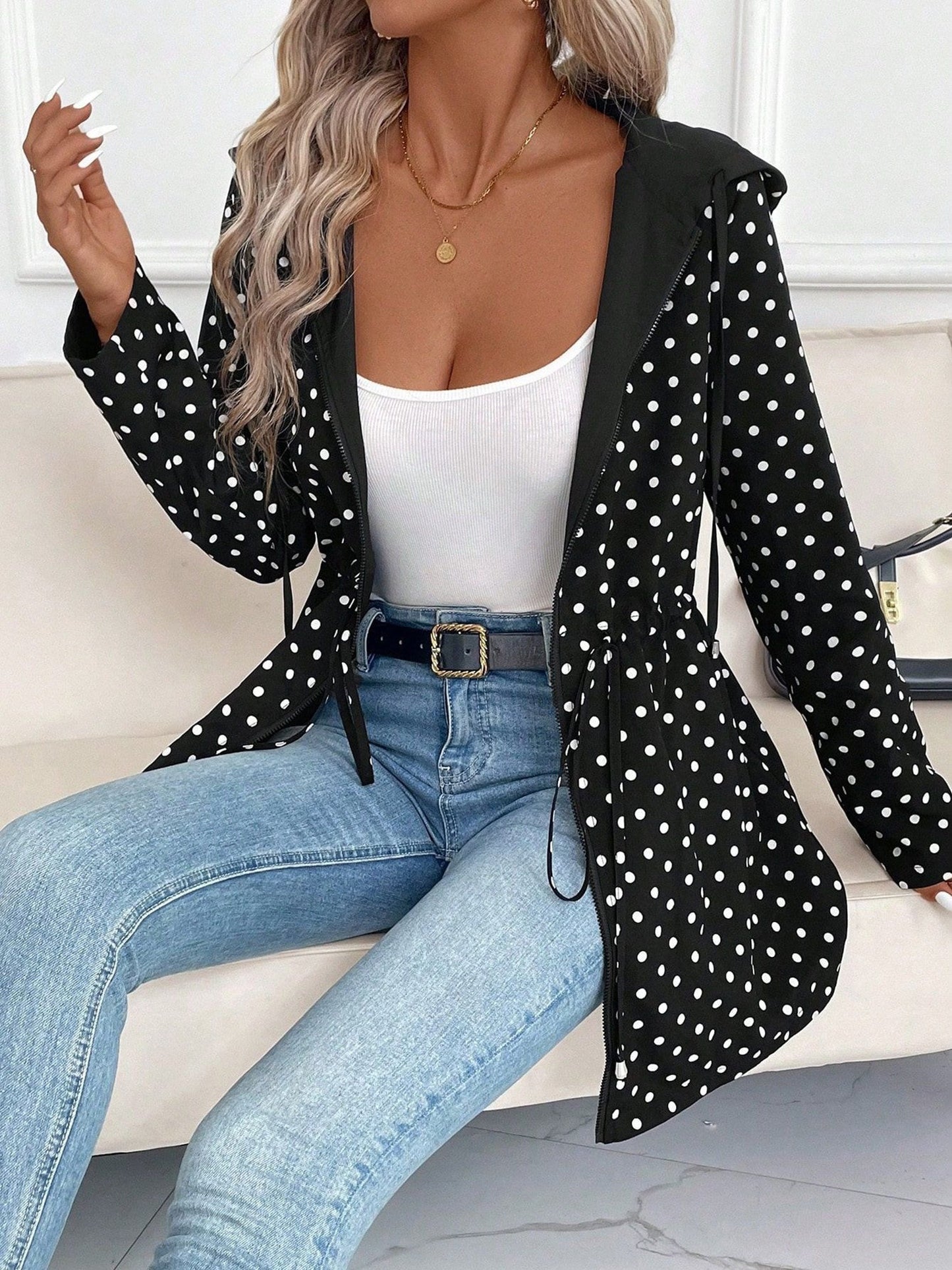 Reversible Hooded Zipper Printed Pockets Jacket