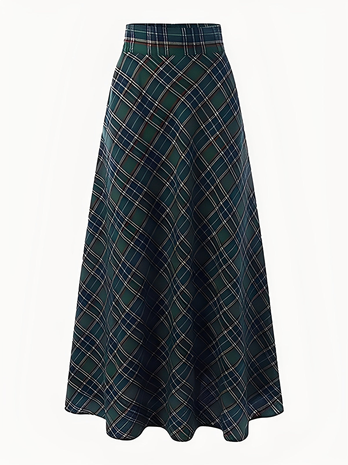 Christmas Plaid Pockets A-line Maxi Skirt