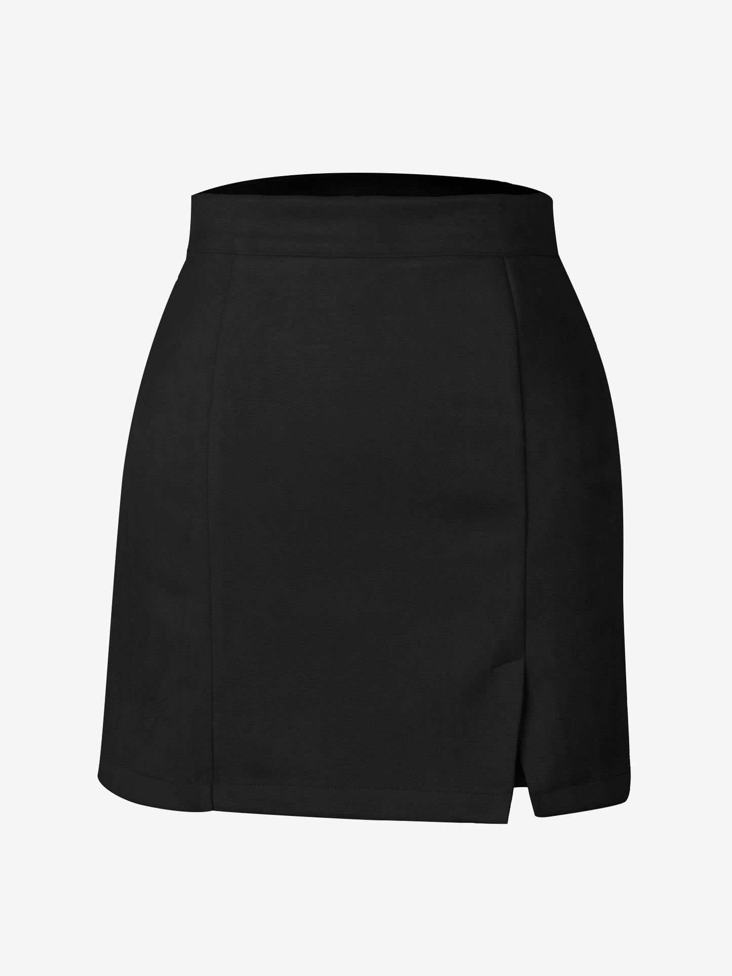 Faux Suede Zipper Bodycon Mini Skirt