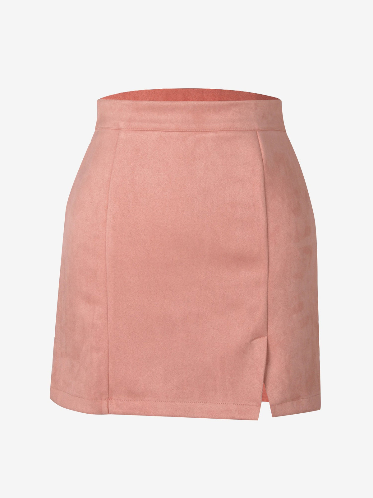 Faux Suede Zipper Bodycon Mini Skirt