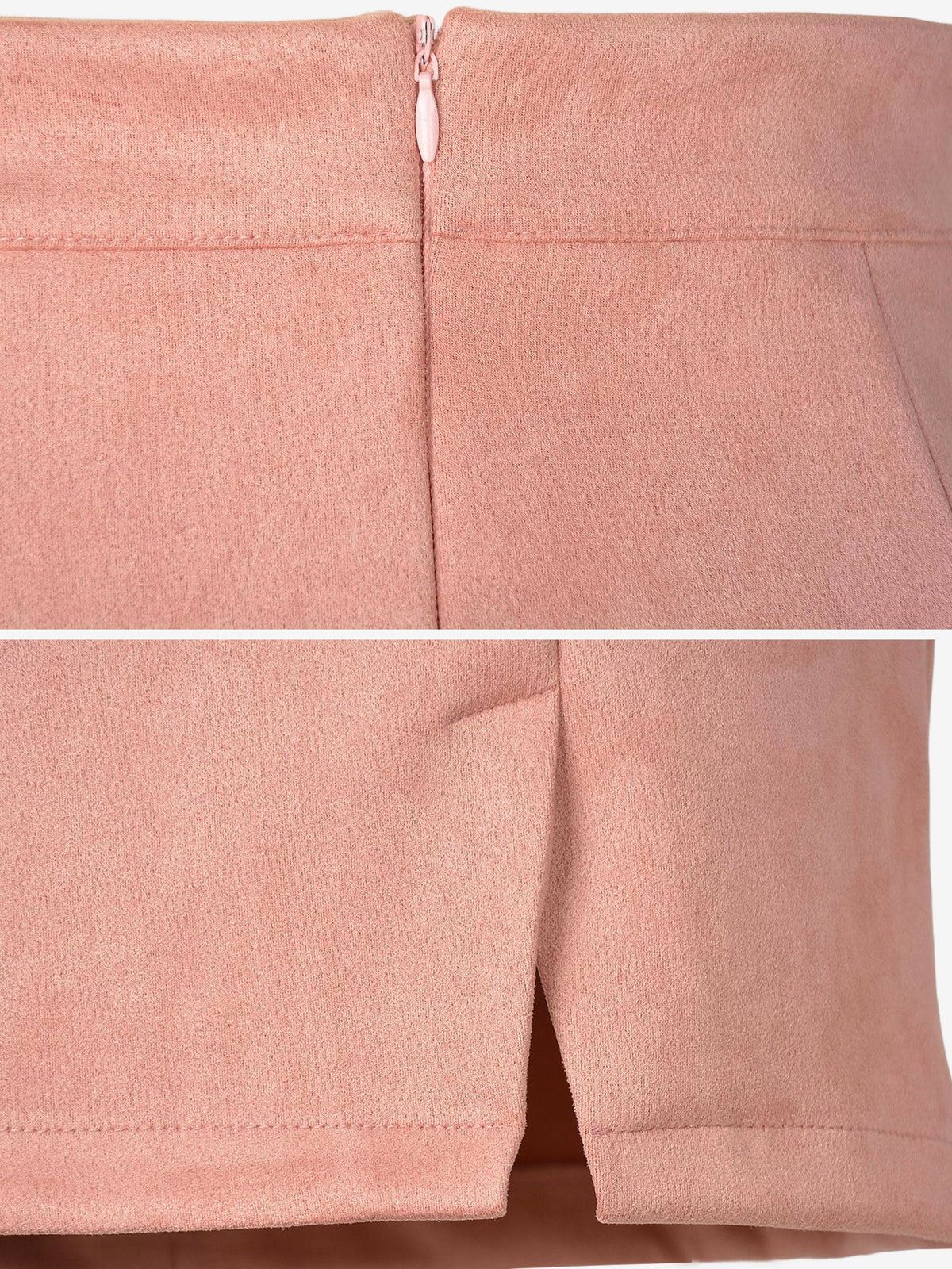 Faux Suede Zipper Bodycon Mini Skirt
