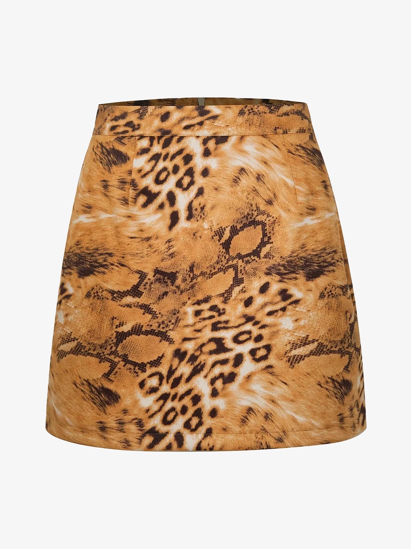 Faux Suede Zipper Bodycon Mini Skirt