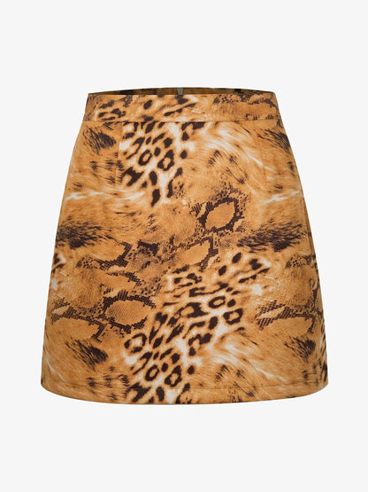 Faux Suede Zipper Bodycon Mini Skirt