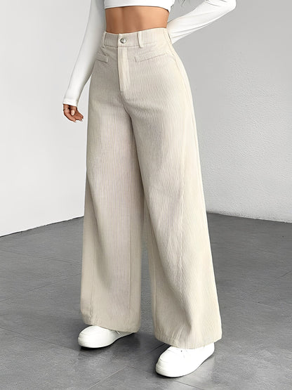 Corduroy Casual High Waisted Loose Fitting Wide Legs Pants