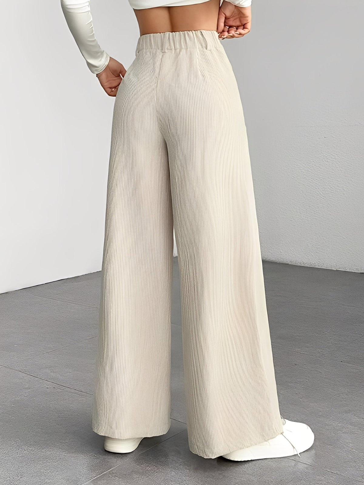 Corduroy Casual High Waisted Loose Fitting Wide Legs Pants