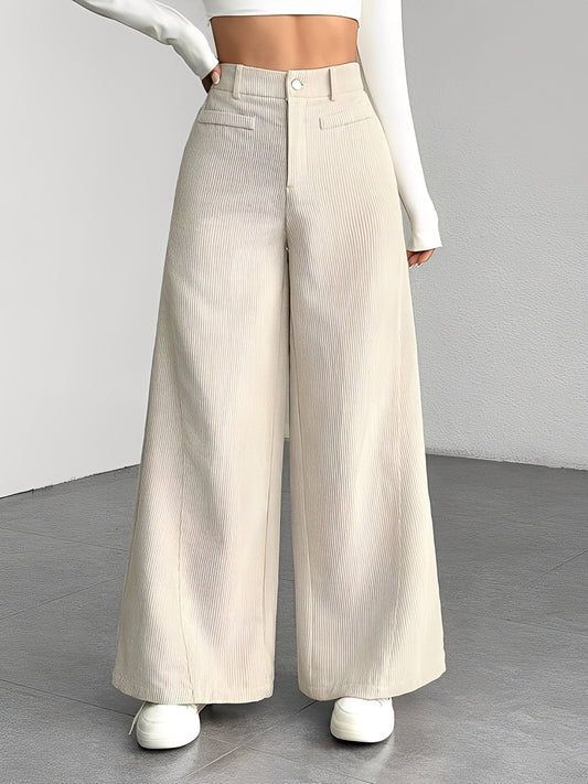 Corduroy Casual High Waisted Loose Fitting Wide Legs Pants