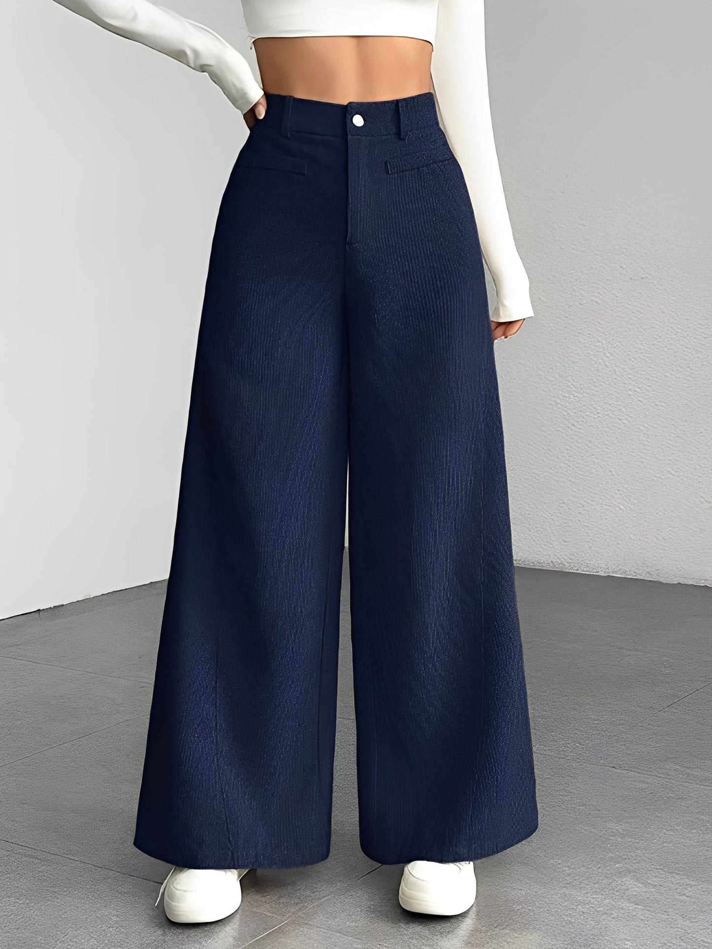 Corduroy Casual High Waisted Loose Fitting Wide Legs Pants