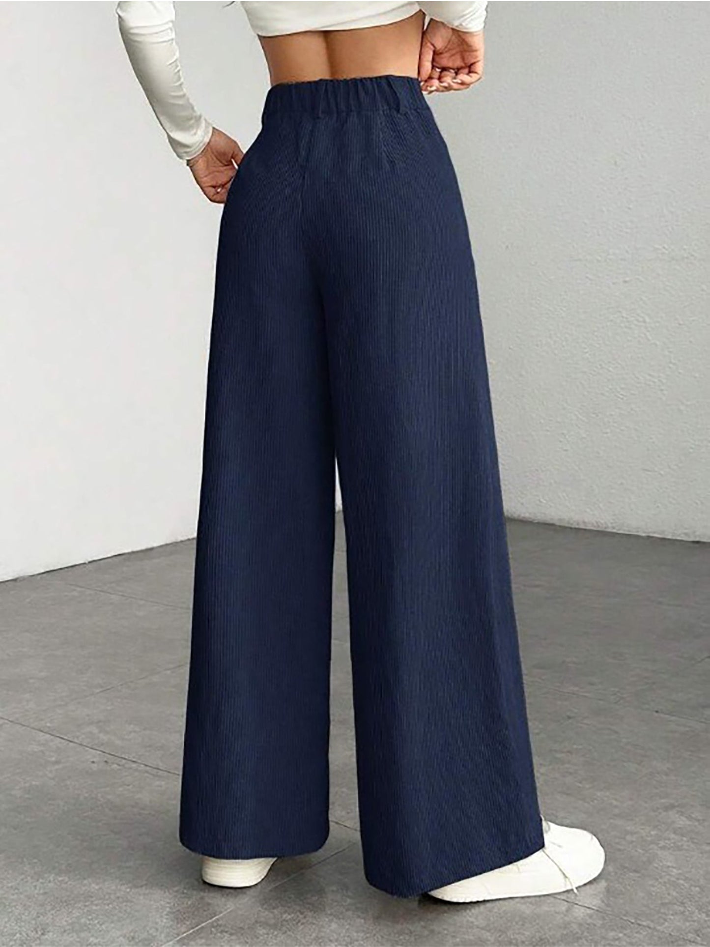 Corduroy Casual High Waisted Loose Fitting Wide Legs Pants