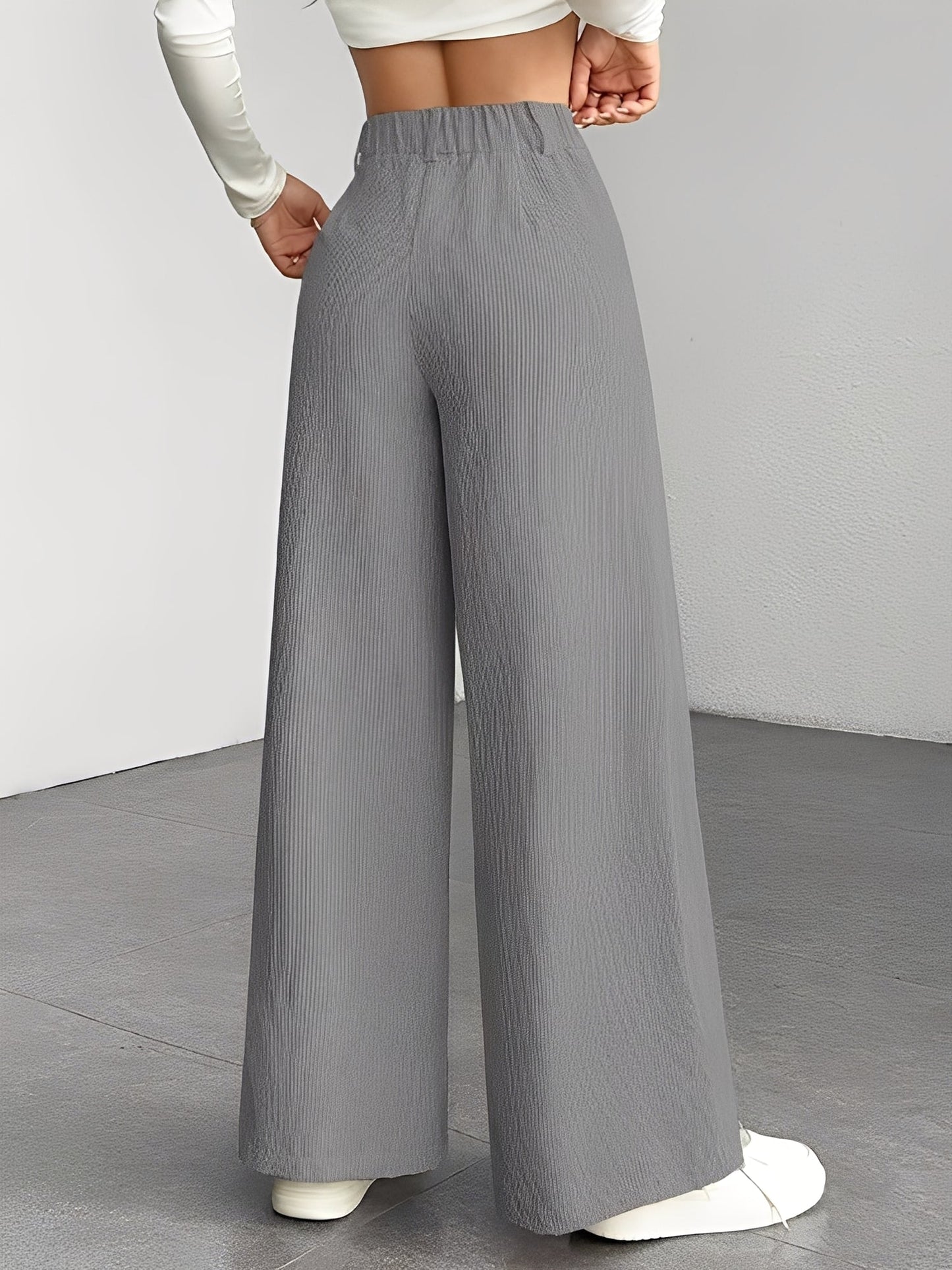Corduroy Casual High Waisted Loose Fitting Wide Legs Pants