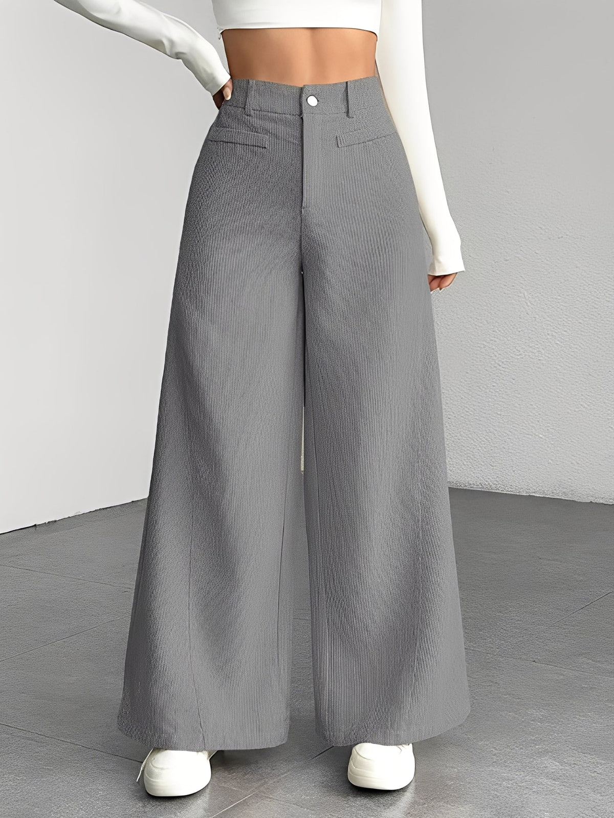 Corduroy Casual High Waisted Loose Fitting Wide Legs Pants