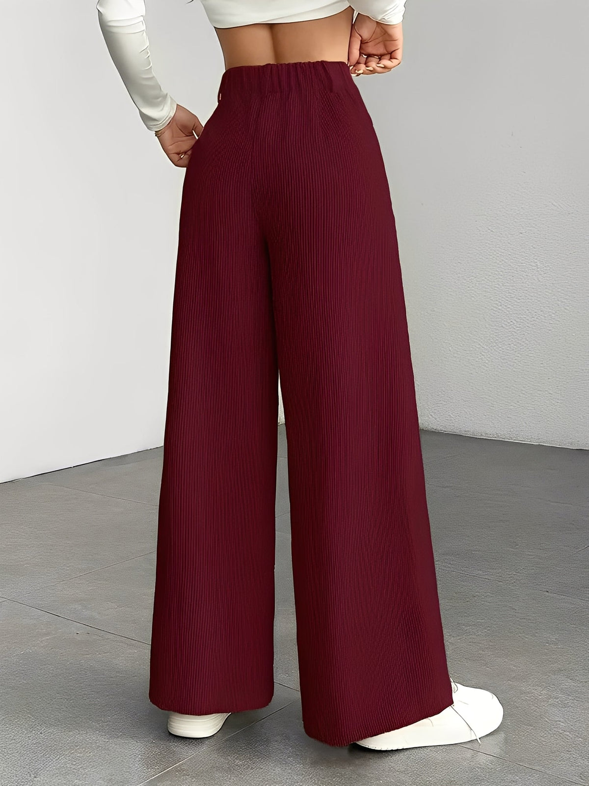 Corduroy Casual High Waisted Loose Fitting Wide Legs Pants