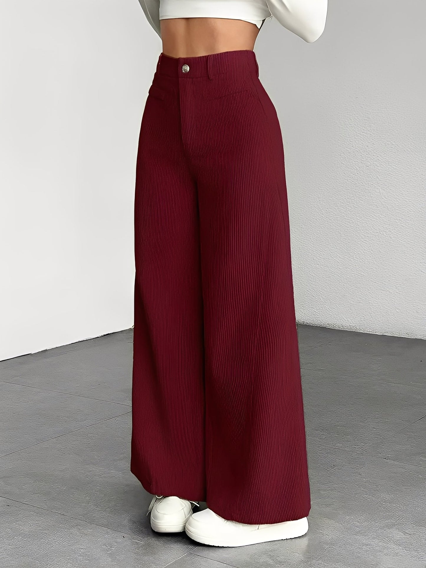 Corduroy Casual High Waisted Loose Fitting Wide Legs Pants