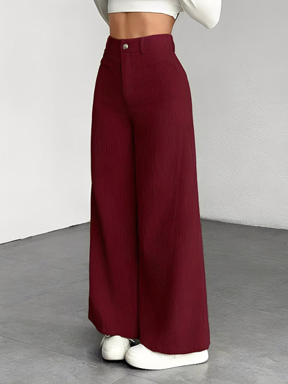 Corduroy Casual High Waisted Loose Fitting Wide Legs Pants