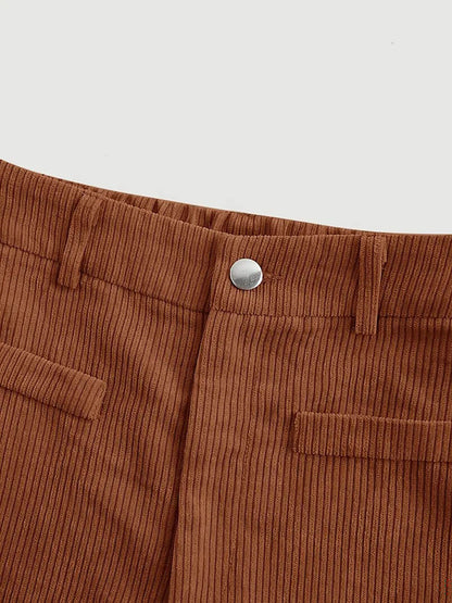 Corduroy Casual High Waisted Loose Fitting Wide Legs Pants