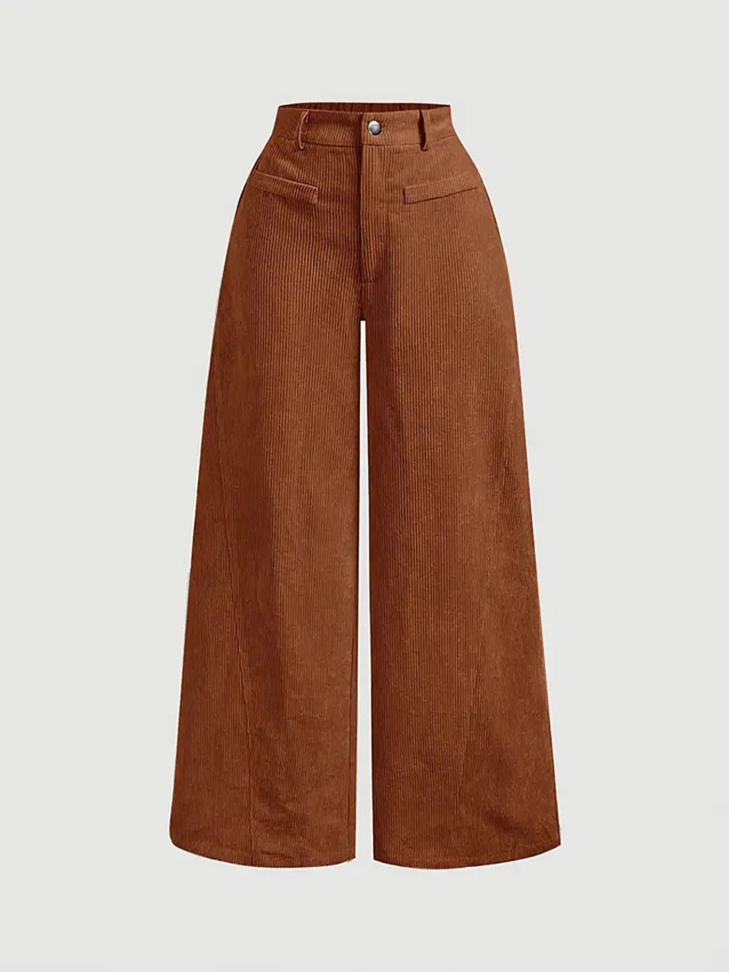 Corduroy Casual High Waisted Loose Fitting Wide Legs Pants