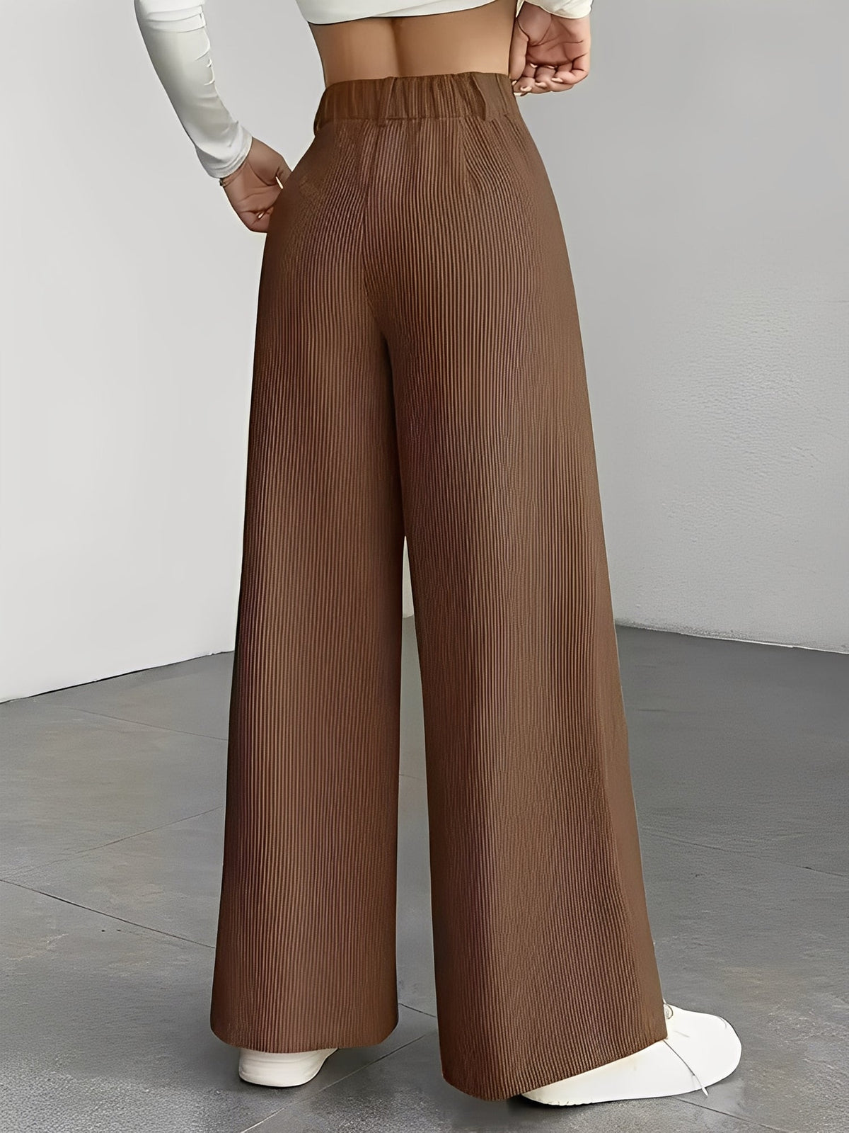 Corduroy Casual High Waisted Loose Fitting Wide Legs Pants