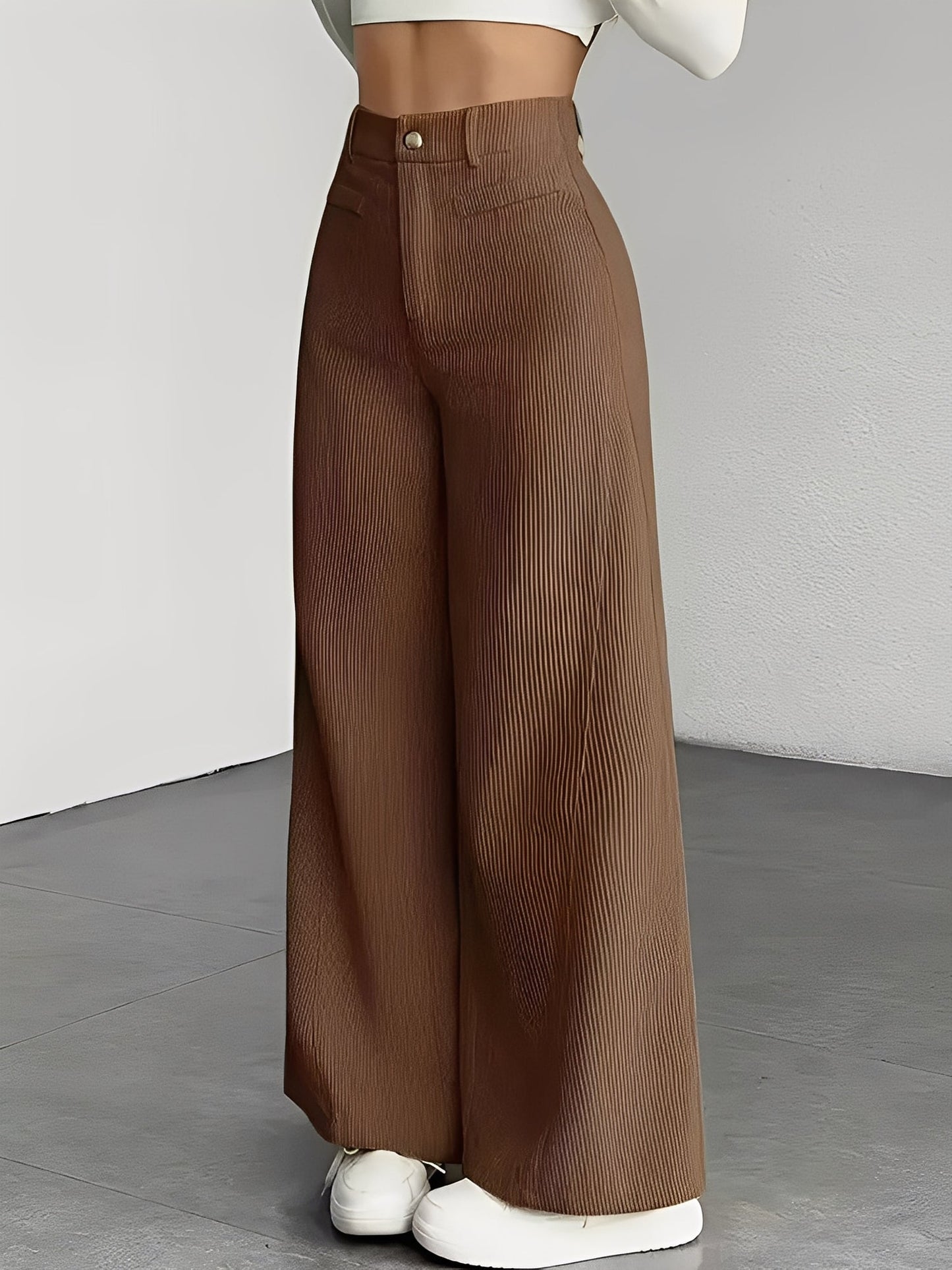 Corduroy Casual High Waisted Loose Fitting Wide Legs Pants