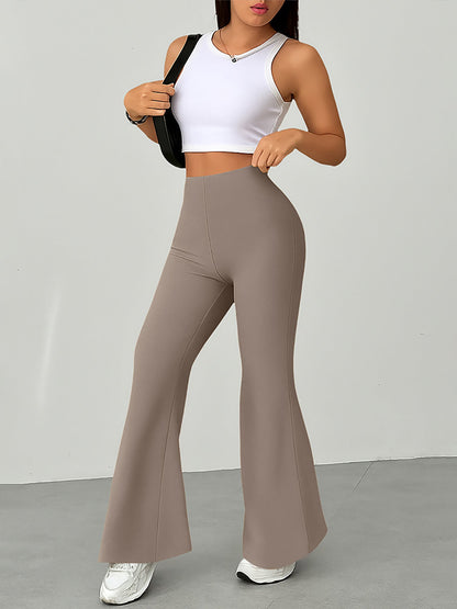 High Waist Slim Fit Bell Bottom Workout Casual Pants