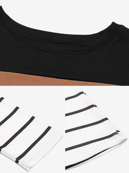 Round Neck Long Sleeve Striped Top
