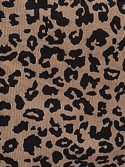 Leopard Print Front Zipper Sleeveless Pockets Mini Dress