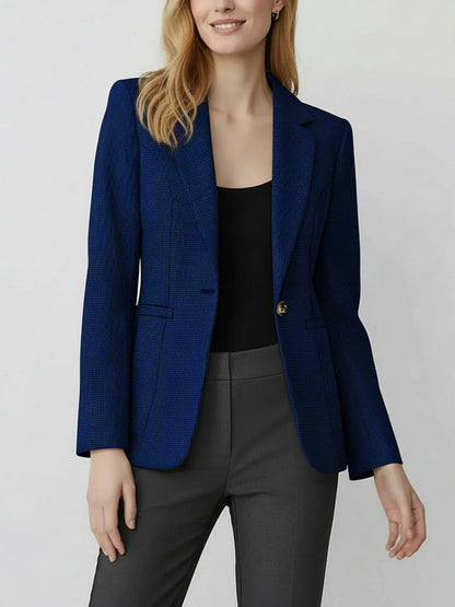 Notched Lapel Lined Long Sleeves Work Office Blazer