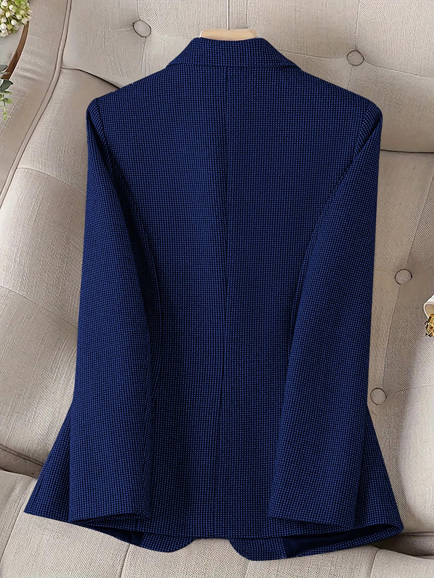 Notched Lapel Lined Long Sleeves Work Office Blazer