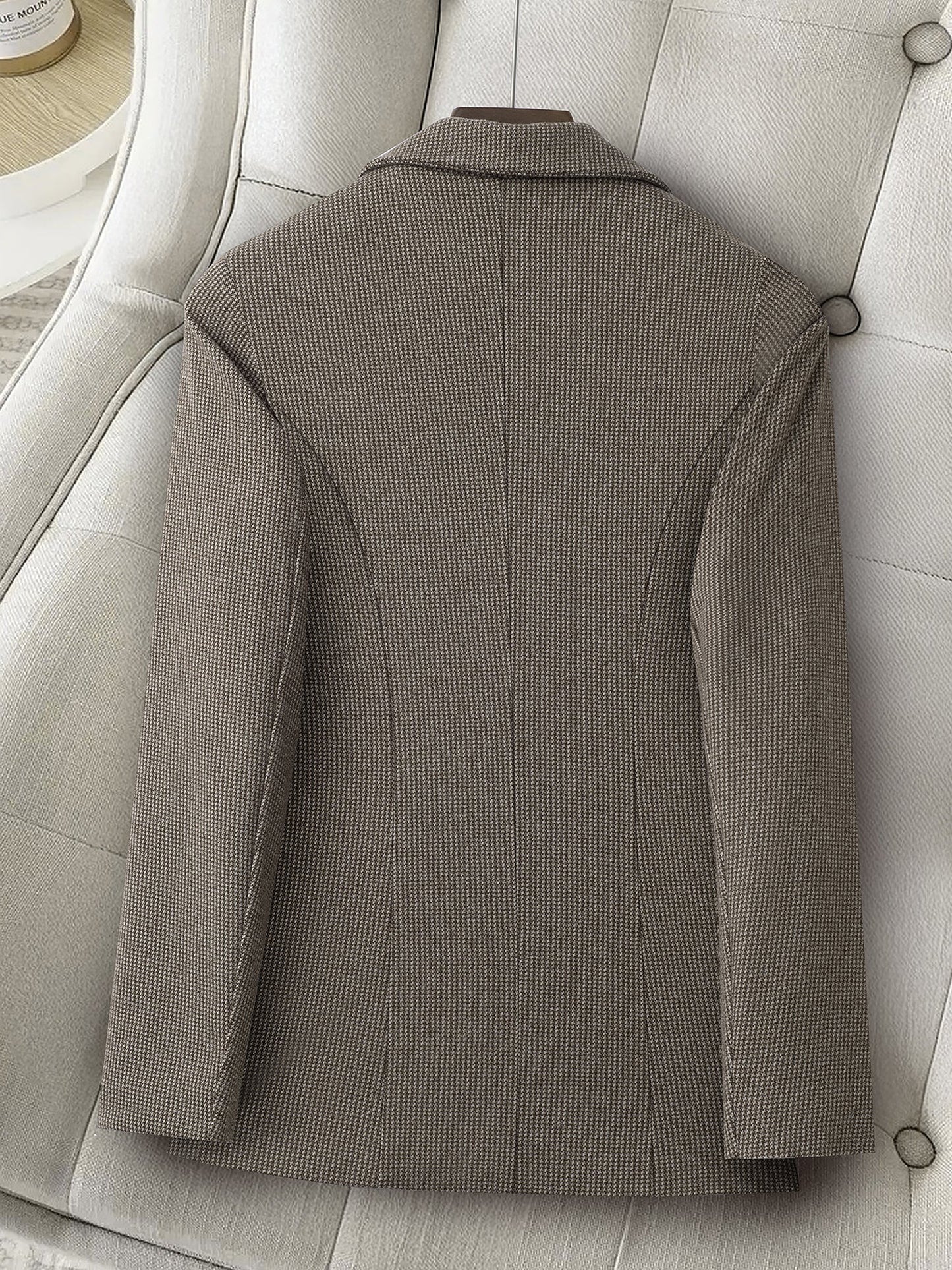 Notched Lapel Lined Long Sleeves Work Office Blazer